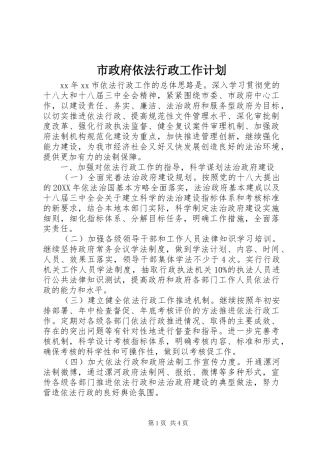 市政府依法行政工作计划