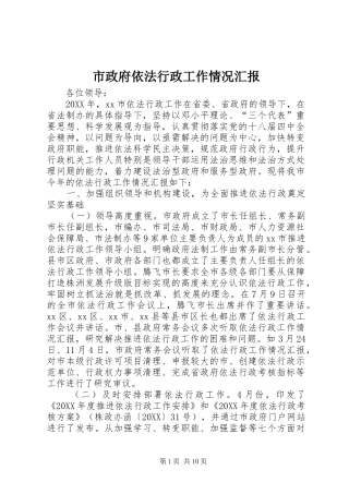 市政府依法行政工作情况汇报