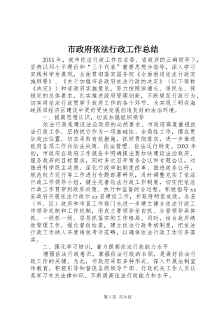 市政府依法行政工作总结