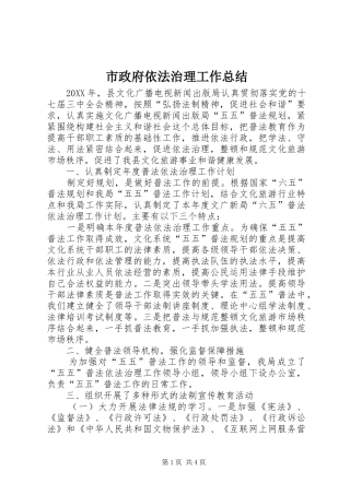 市政府依法治理工作总结