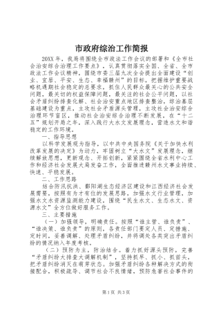 市政府综治工作简报