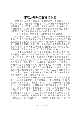 市政公用局工作总结报告