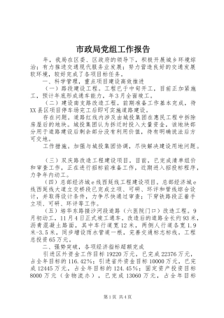 市政局党组工作报告