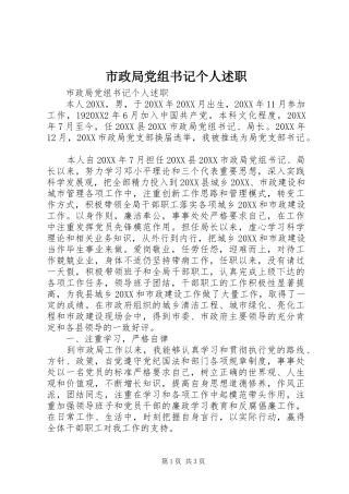 市政局党组书记个人述职