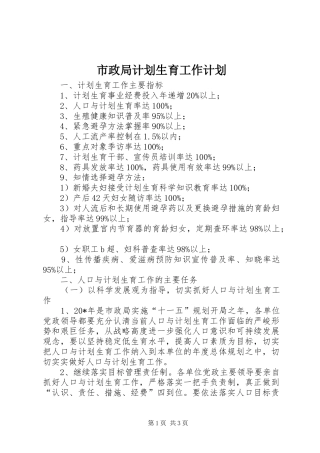 市政局计划生育工作计划