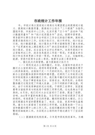 市政统计工作年报