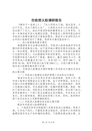 市政消火栓调研报告