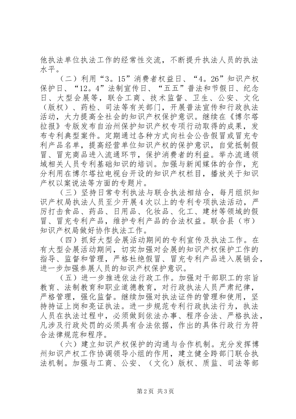 市知识产权局专利行政执法工作计划_第2页