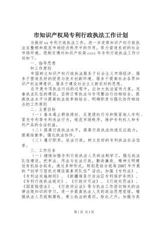 市知识产权局专利行政执法工作计划