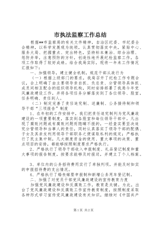 市执法监察工作总结