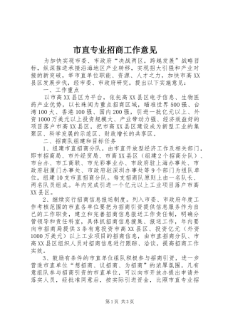 市直专业招商工作意见