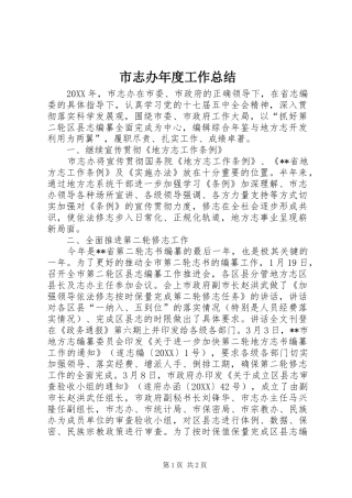 市志办年度工作总结
