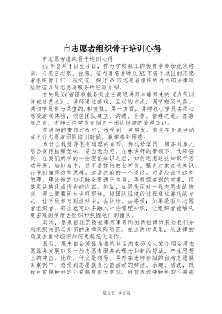 市志愿者组织骨干培训心得