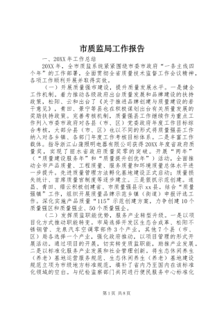 市质监局工作报告