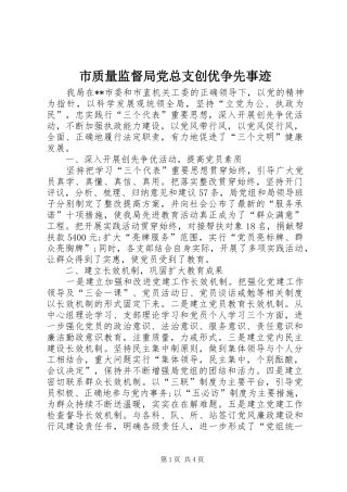 市质量监督局党总支创优争先事迹