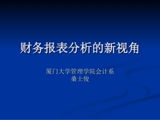 财务报表分析的新视角