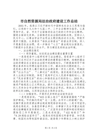 市自然资源局法治政府建设工作总结