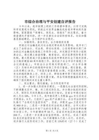 市综合治理与平安创建自评报告