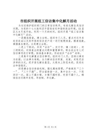 市组织开展组工信访集中化解月活动