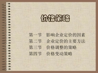 产品和价格策略