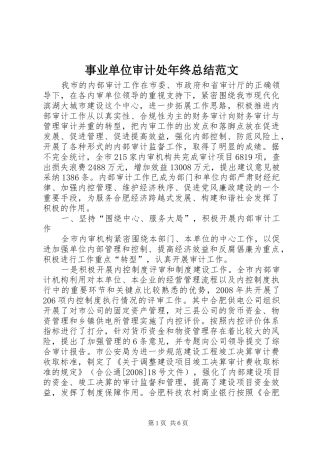 事业单位审计处年终总结范文