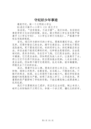 守纪好少年事迹