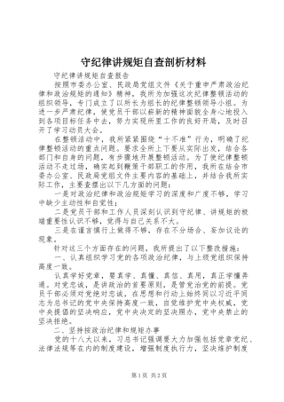 守纪律讲规矩自查剖析材料