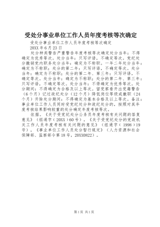 受处分事业单位工作人员年度考核等次确定