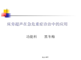 床旁超声在急危重症诊治中的应用