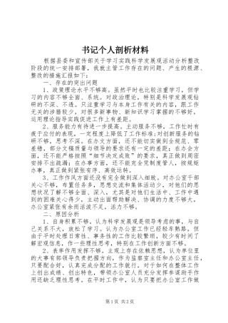 书记个人剖析材料