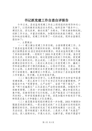 书记抓党建工作自查自评报告