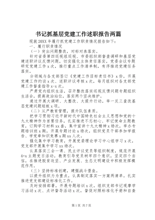 书记抓基层党建工作述职报告两篇