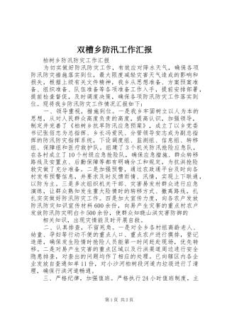 双槽乡防汛工作汇报