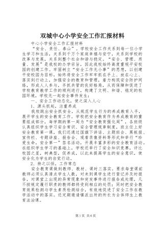 双城中心小学安全工作汇报材料