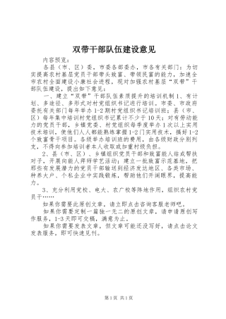 双带干部队伍建设意见