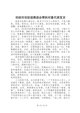 双结对双促进推进会帮扶对象代表讲话