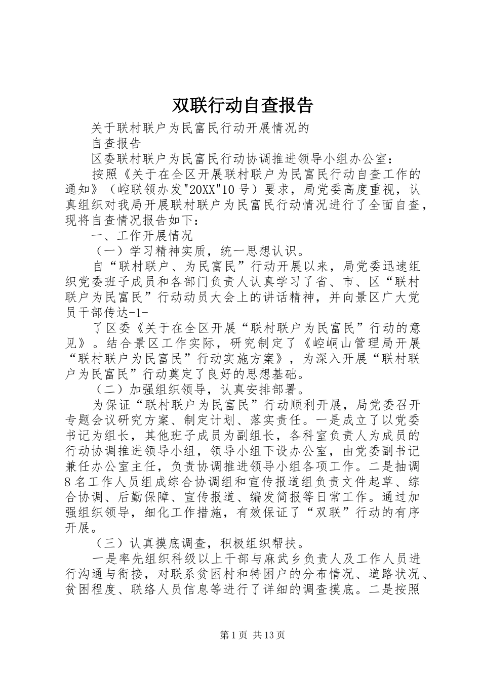 双联行动自查报告_第1页