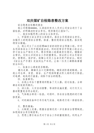 双庆煤矿自检隐患整改方案