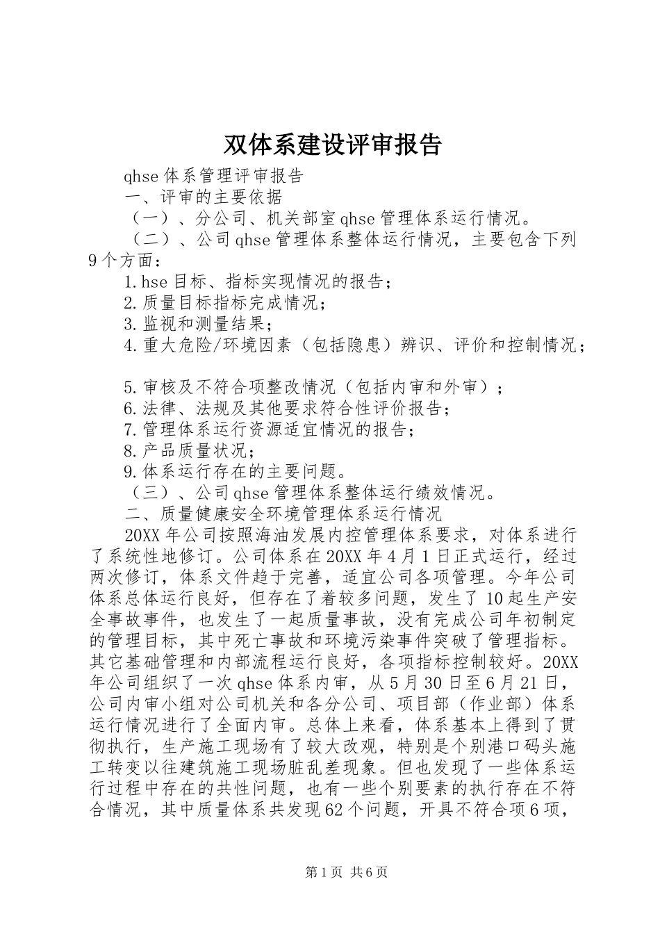双体系建设评审报告_第1页