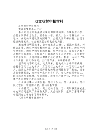 双文明村申报材料