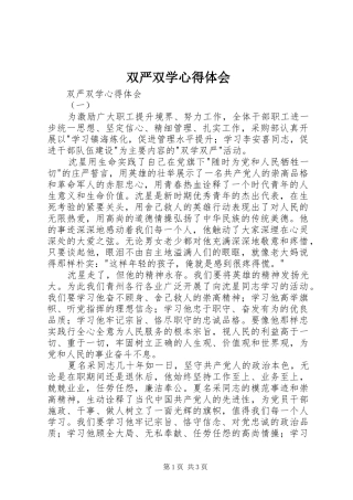 双严双学心得体会