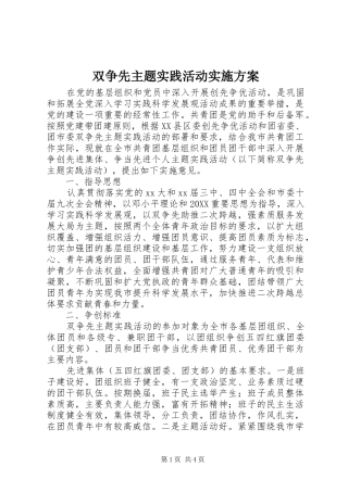双争先主题实践活动实施方案