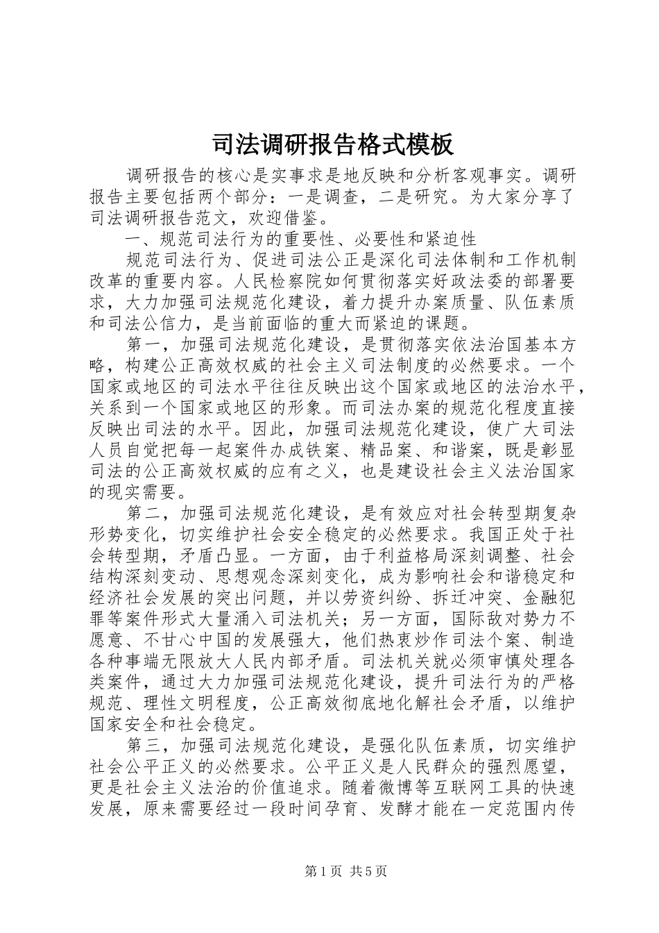 司法调研报告格式模板_第1页