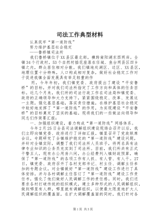 司法工作典型材料