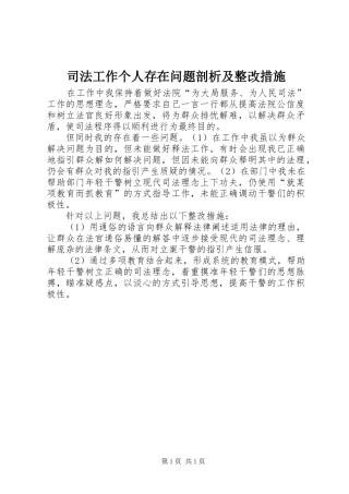 司法工作个人存在问题剖析及整改措施