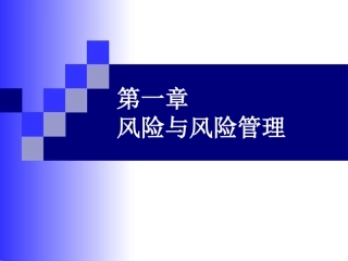第一章风险风险管理