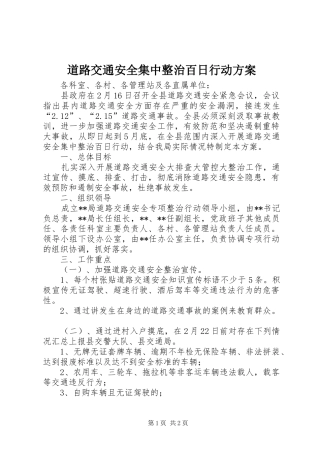 道路交通安全集中整治百日行动方案