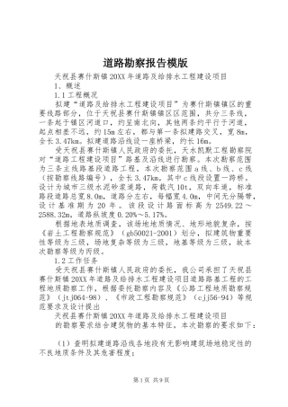 道路勘察报告模版