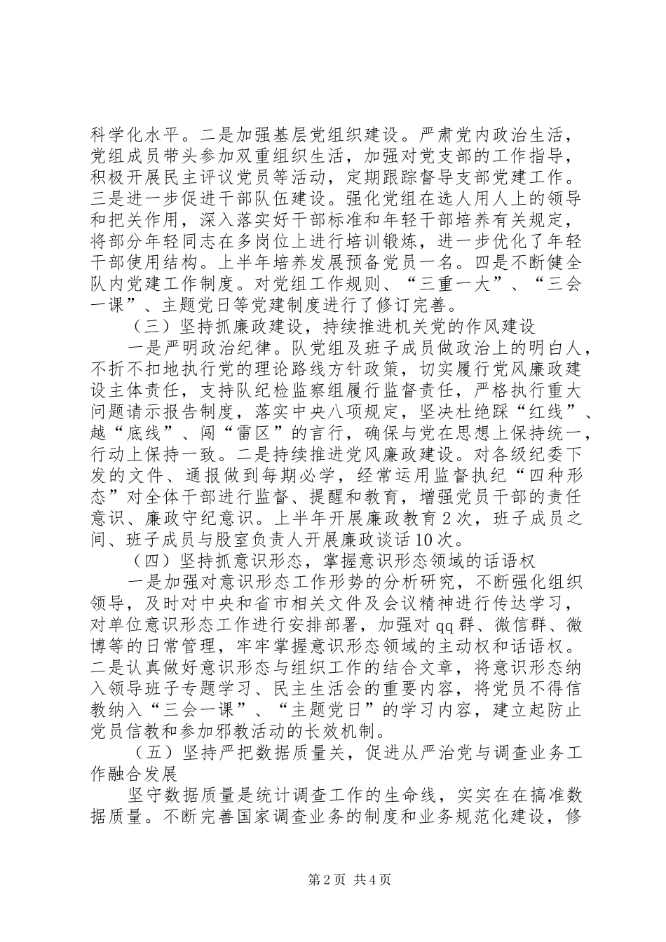 调查队党组从严治党工作报告_第2页