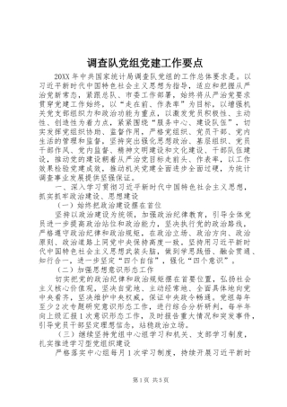调查队党组党建工作要点